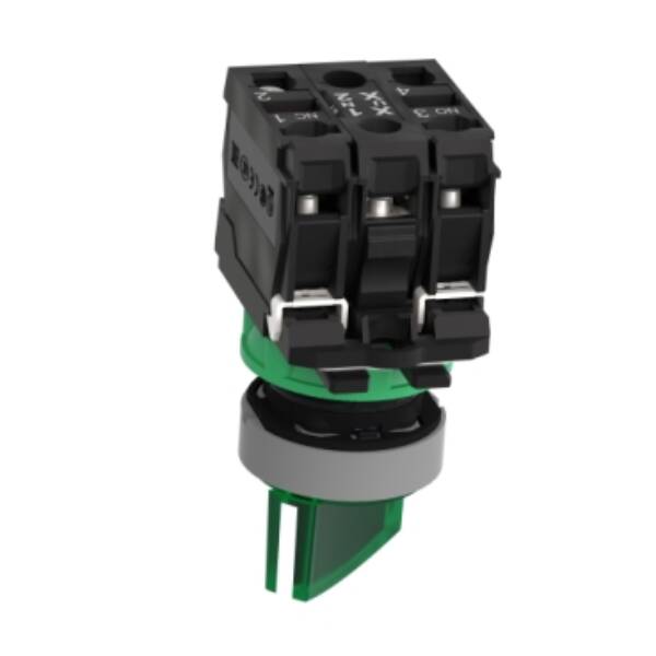 Illuminated selector switch, Harmony XB5, grey bezel, green handle, 22mm, universal LED, 2 positions, 1NO + 1NC, 120V AC - Schneider Electric - XB5AK123G5C0