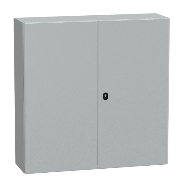 "Wall mounted steel enclosure, PanelSeT S3D, double plain door, without mounting plate, 1000x1000x300mm, IP55, IK10" - Schneider Electric - NSYS3D101030D