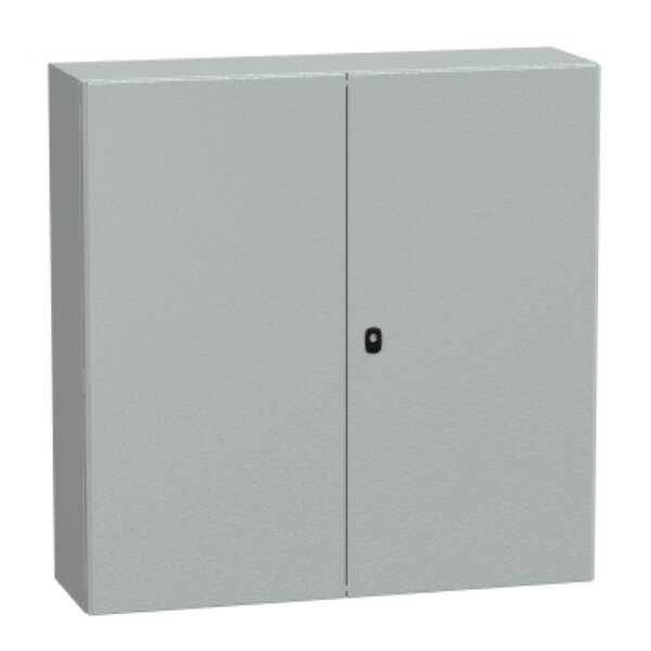 "Wall mounted steel enclosure, PanelSeT S3D, double plain door, with mounting plate, 1000x1000x300mm, IP55, IK10" - Schneider Electric - NSYS3D101030DP