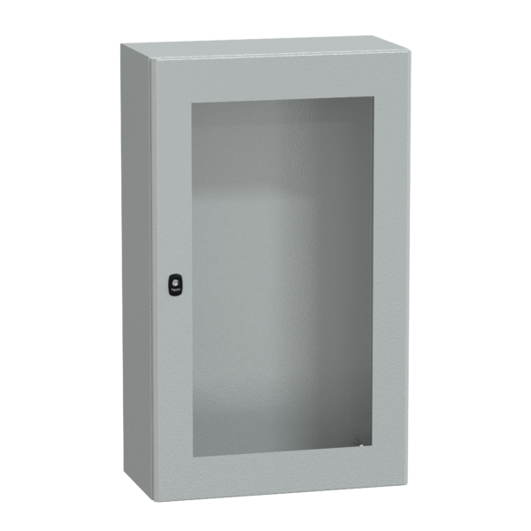"Wall mounted steel enclosure, PanelSeT S3D, transparent door, without mounting plate, 1000x600x300mm, IP66, IK08" - Schneider Electric - NSYS3D10630T
