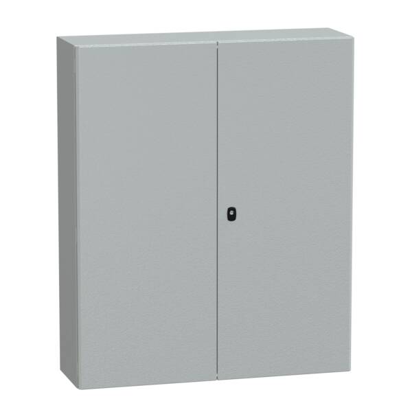 "Wall mounted steel enclosure, PanelSeT S3D, double plain door, with mounting plate, 1200x1000x300mm, IP55, IK10" - Schneider Electric - NSYS3D121030DP