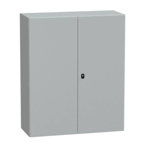 "Wall mounted steel enclosure, PanelSeT S3D, double plain door, without mounting plate, 1200x1000x400mm, IP55, IK10" - Schneider Electric - NSYS3D121040D