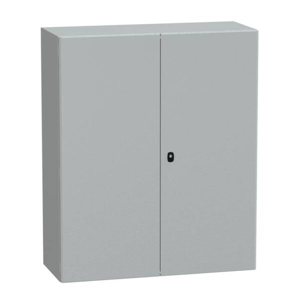 "Wall mounted steel enclosure, PanelSeT S3D, double plain door, with mounting plate, 1200x1000x400mm, IP55, IK10" - Schneider Electric - NSYS3D121040DP