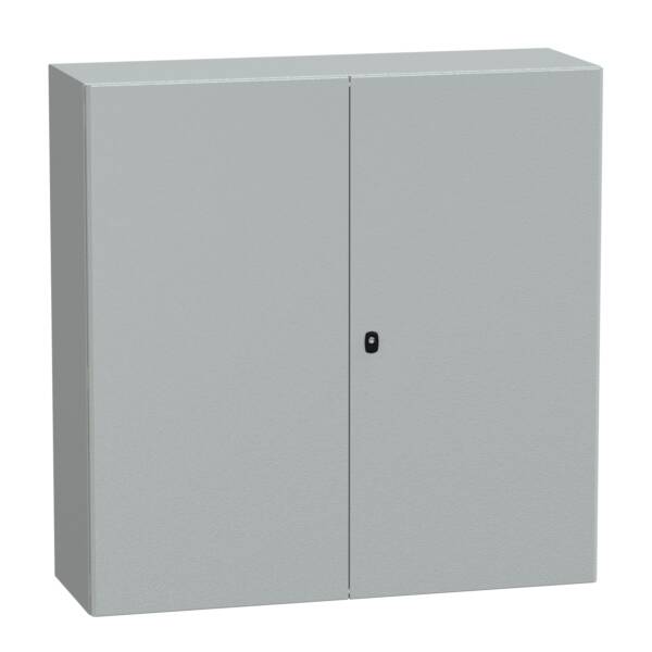 "Wall mounted steel enclosure, PanelSeT S3D, double plain door, without mounting plate, 1200x1200x400mm, IP55, IK10" - Schneider Electric - NSYS3D121240D
