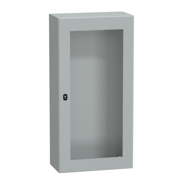 "Wall mounted steel enclosure, PanelSeT S3D, transparent door, without mounting plate, 1200x600x300mm, IP66, IK08" - Schneider Electric - NSYS3D12630T