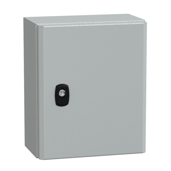 "Wall mounted steel enclosure, PanelSeT S3D, plain door, without mounting plate, 300x250x150mm, IP66, IK10" - Schneider Electric - NSYS3D32515