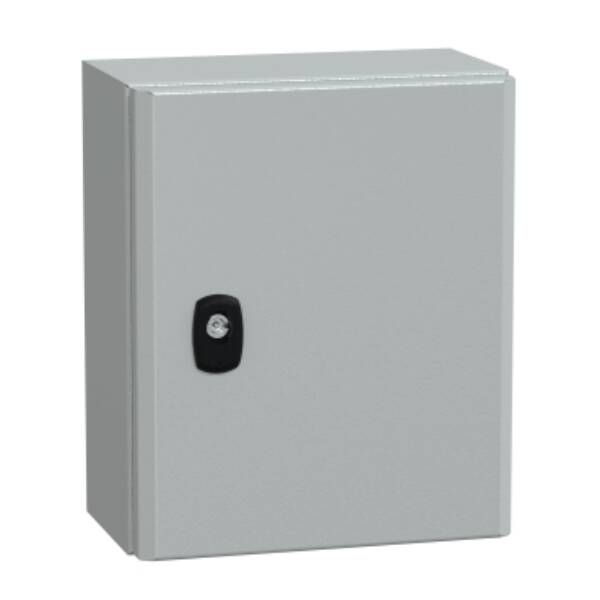 "Wall mounted steel enclosure, PanelSeT S3D, plain door, with mounting plate, 300x250x150mm, IP66, IK10" - Schneider Electric - NSYS3D32515P