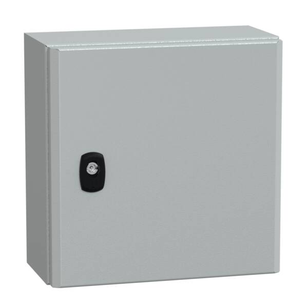 "Wall mounted steel enclosure, PanelSeT S3D, plain door, with mounting plate, 300x300x150mm, IP66, IK10" - Schneider Electric - NSYS3D3315P