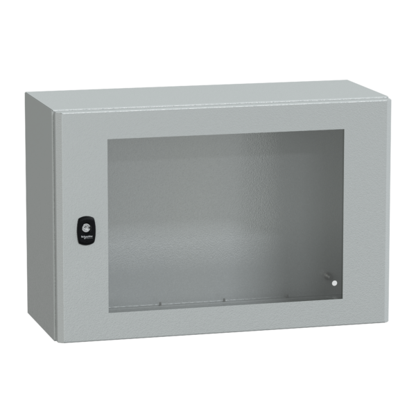 "Wall mounted steel enclosure, PanelSeT S3D, transparent door, without mounting plate, 400x600x250mm, IP66, IK08" - Schneider Electric - NSYS3D4625T