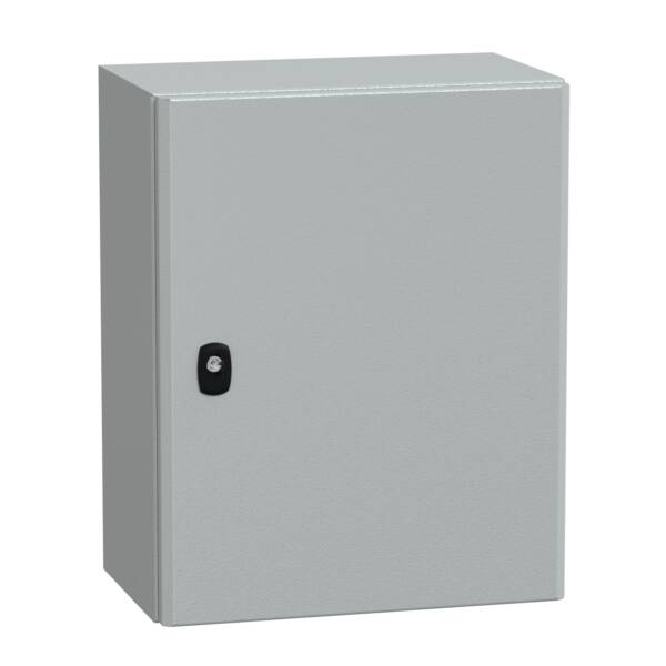 "Wall mounted steel enclosure, PanelSeT S3D, plain door, with mounting plate, 500x400x250mm, IP66, IK10" - Schneider Electric - NSYS3D5425P
