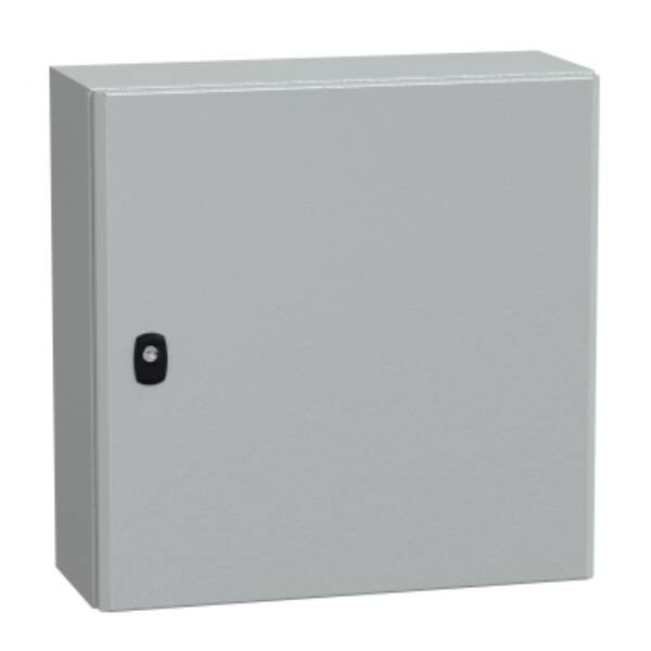 "Wall mounted steel enclosure, PanelSeT S3D, plain door, with mounting plate, 500x500x200mm, IP66, IK10" - Schneider Electric - NSYS3D5520P