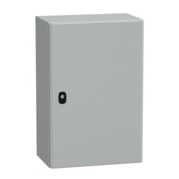 "Wall mounted steel enclosure, PanelSeT S3D, plain door, with mounting plate, 600x400x250mm, IP66, IK10" - Schneider Electric - NSYS3D6425P