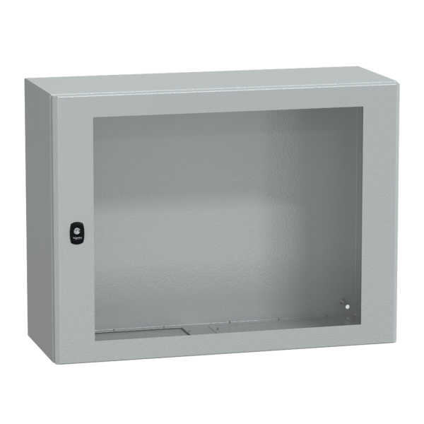 "Wall mounted steel enclosure, PanelSeT S3D, transparent door, without mounting plate, 600x800x300mm, IP66, IK08" - Schneider Electric - NSYS3D6830T