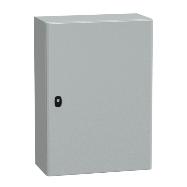 "Wall mounted steel enclosure, PanelSeT S3D, plain door, with mounting plate, 700x500x250mm, IP66, IK10" - Schneider Electric - NSYS3D7525P