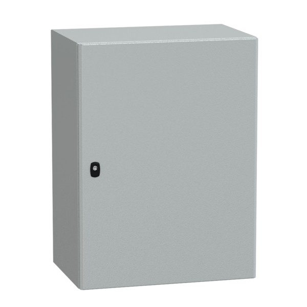 "Wall mounted steel enclosure, PanelSeT S3D, plain door, with mounting plate, 800x600x400mm, IP66, IK10" - Schneider Electric - NSYS3D8640P