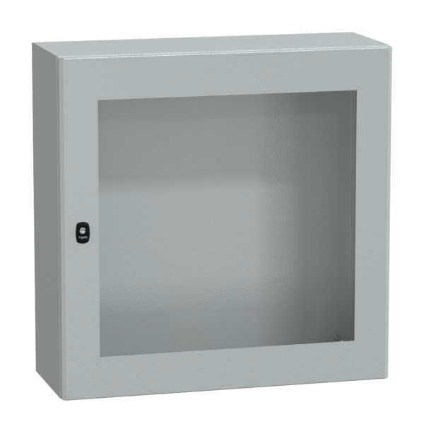 "Wall mounted steel enclosure, PanelSeT S3D, transparent door, without mounting plate, 800x800x300mm, IP66, IK08" - Schneider Electric - NSYS3D8830T