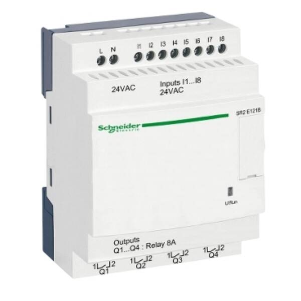 compact smart relay Zelio Logic - 12 I O - 24 V AC - clock - no display - Schneider Electric - SR2E121B