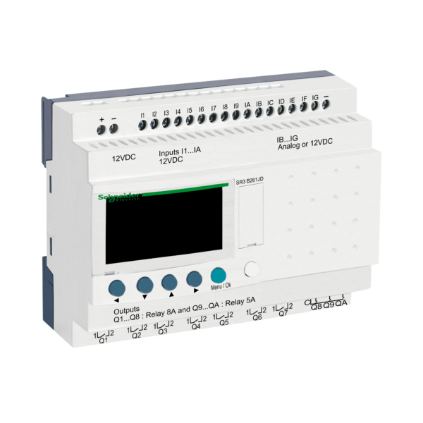 modular smart relay Zelio Logic - 26 I O - 12V DC - clock - display - Schneider Electric - SR3B261JD