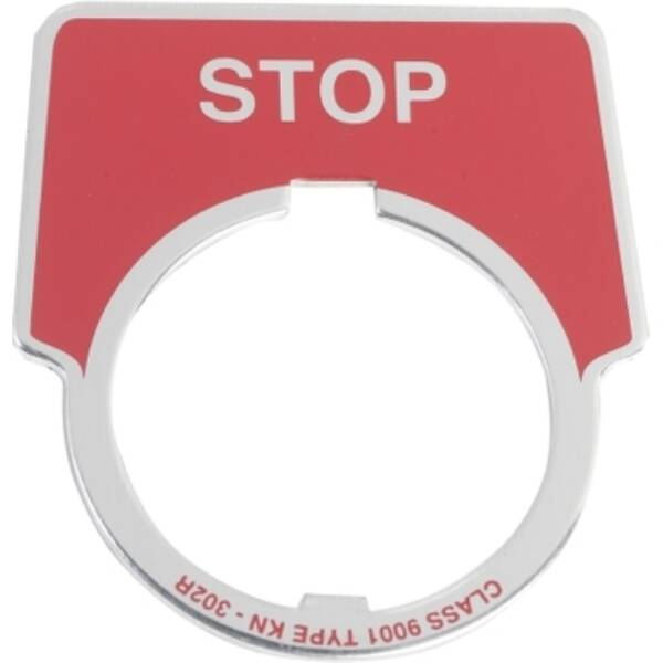 30MM LEGEND PLATE - STOP (RED) - Schneider Electric - 9001KN302