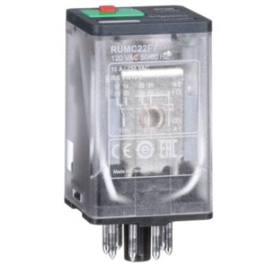 universal plug-in relay - Harmony RUM - 2 C/O - 120 V AC - 10 A - with LED - Schneider Electric - RUMC22F7