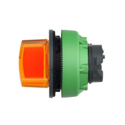 Head for illuminated selector switch, Harmony XB5, plastic, orange handle, universal LED, 2 positions, stay put - Schneider Electric - ZB5FK1253
