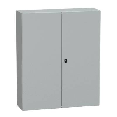 "Wall mounted steel enclosure, PanelSeT S3D, double plain door, with mounting plate, 1200x1000x300mm, IP55, IK10" - Schneider Electric - NSYS3D121030DP