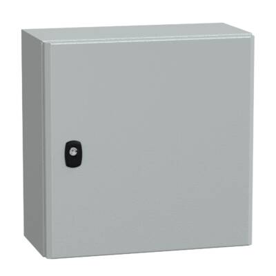 "Wall mounted steel enclosure, PanelSeT S3D, plain door, without mounting plate, 400x400x200mm, IP66, IK10" - Schneider Electric - NSYS3D4420