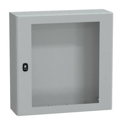 "Wall mounted steel enclosure, PanelSeT S3D, transparent door, without mounting plate, 600x600x200mm, IP66, IK08" - Schneider Electric - NSYS3D6620T