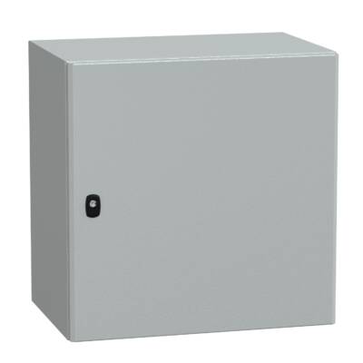 "Wall mounted steel enclosure, PanelSeT S3D, plain door, with mounting plate, 600x600x400mm, IP66, IK10" - Schneider Electric - NSYS3D6640P
