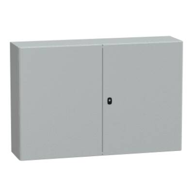 "Wall mounted steel enclosure, PanelSeT S3D, double plain door, with mounting plate, 800x1200x300mm, IP55, IK10" - Schneider Electric - NSYS3D81230DP