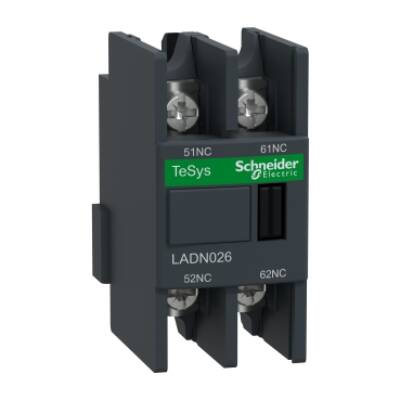 Auxiliary contact block, TeSys D, 2NC, front mounting, lugs-ring terminals - Schneider Electric - LADN026