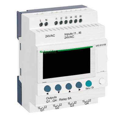 modular smart relay Zelio Logic - 10 I O - 24 V AC - clock - display - Schneider Electric - SR3B101B