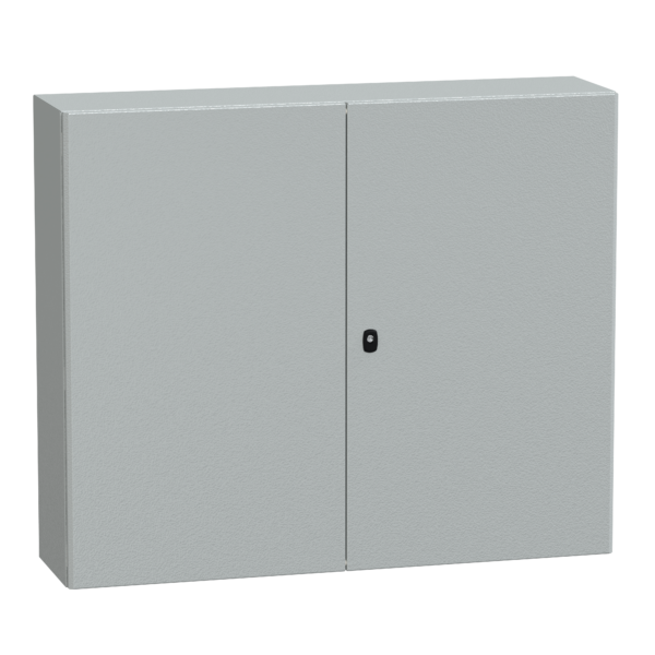 "Wall mounted steel enclosure, PanelSeT S3D, double plain door, without mounting plate, 1000x1200x300mm, IP55, IK10" - Schneider Electric - NSYS3D101230D