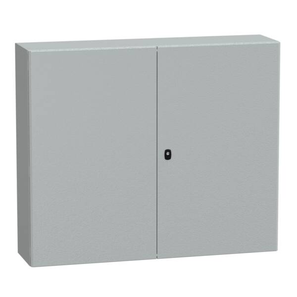 "Wall mounted steel enclosure, PanelSeT S3D, double plain door, with mounting plate, 1000x1200x300mm, IP55, IK10" - Schneider Electric - NSYS3D101230DP
