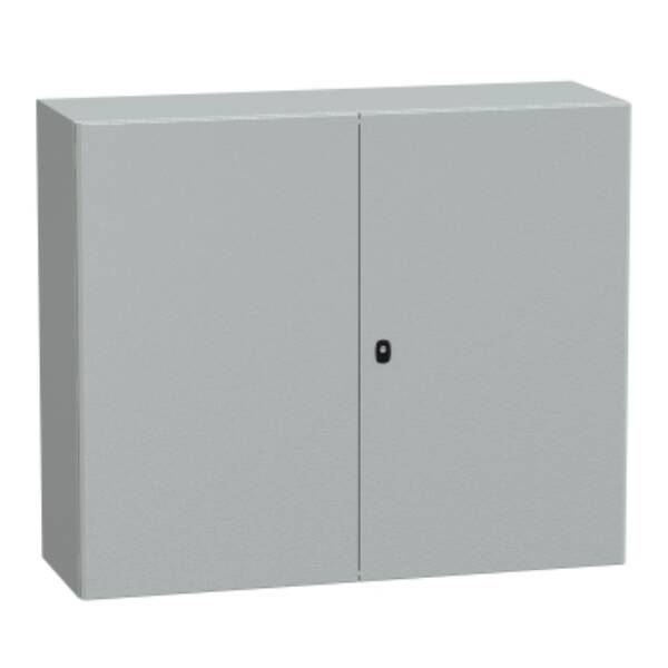 "Wall mounted steel enclosure, PanelSeT S3D, double plain door, without mounting plate, 1000x1200x400mm, IP55, IK10" - Schneider Electric - NSYS3D101240D
