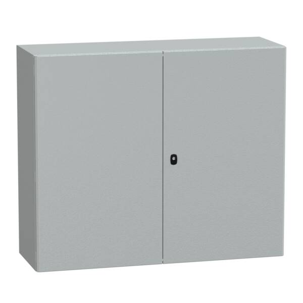 "Wall mounted steel enclosure, PanelSeT S3D, double plain door, with mounting plate, 1000x1200x400mm, IP55, IK10" - Schneider Electric - NSYS3D101240DP