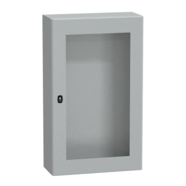 "Wall mounted steel enclosure, PanelSeT S3D, transparent door, without mounting plate, 1000x600x250mm, IP66, IK08" - Schneider Electric - NSYS3D10625T