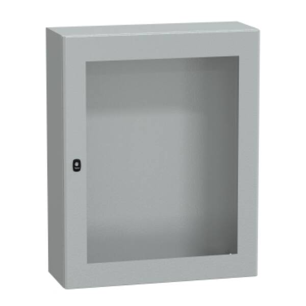 "Wall mounted steel enclosure, PanelSeT S3D, transparent door, without mounting plate, 1000x800x300mm, IP66, IK08" - Schneider Electric - NSYS3D10830T