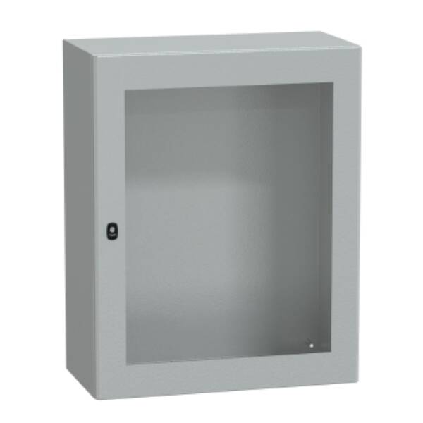 "Wall mounted steel enclosure, PanelSeT S3D, transparent door, without mounting plate, 1000x800x400mm, IP66, IK08" - Schneider Electric - NSYS3D10840T