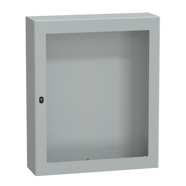 "Wall mounted steel enclosure, PanelSeT S3D, transparent door, without mounting plate, 1200x1000x300mm, IP66, IK08" - Schneider Electric - NSYS3D121030T