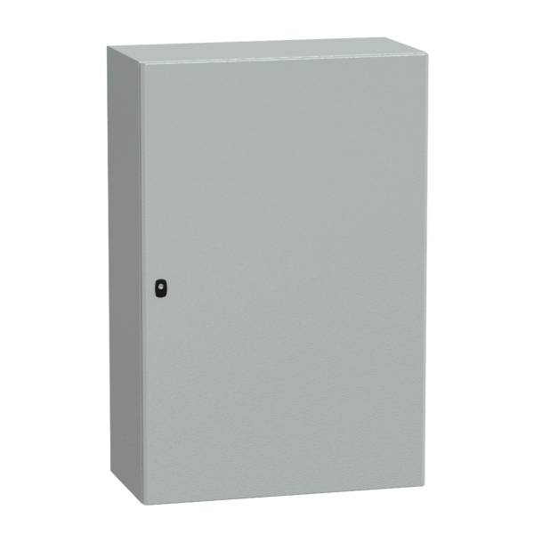 "Wall mounted steel enclosure, PanelSeT S3D, plain door, without mounting plate, 1200x800x400mm, IP66, IK10" - Schneider Electric - NSYS3D12840