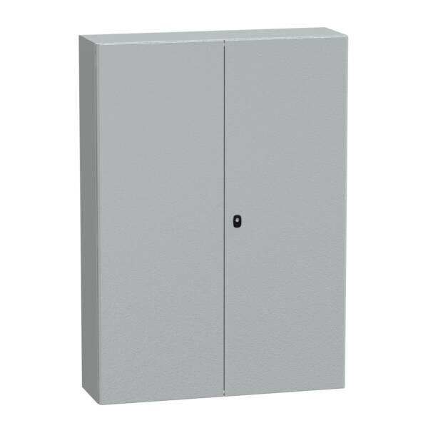 "Wall mounted steel enclosure, PanelSeT S3D, double plain door, with mounting plate, 1400x1000x300mm, IP55, IK10" - Schneider Electric - NSYS3D141030DP