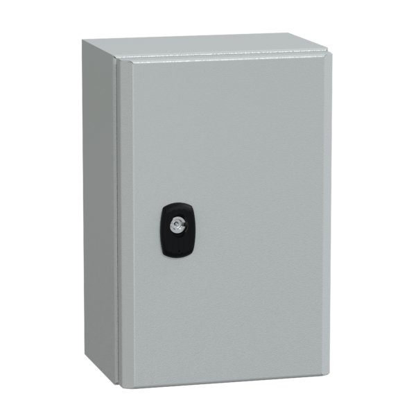 "Wall mounted steel enclosure, PanelSeT S3D, plain door, without mounting plate, 300x200x150mm, IP66, IK10" - Schneider Electric - NSYS3D3215