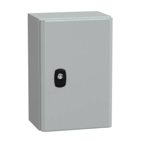 "Wall mounted steel enclosure, PanelSeT S3D, plain door, with mounting plate, 300x200x150mm, IP66, IK10" - Schneider Electric - NSYS3D3215P