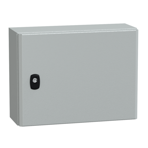 "Wall mounted steel enclosure, PanelSeT S3D, plain door, without mounting plate, 300x400x150mm, IP66, IK10" - Schneider Electric - NSYS3D3415