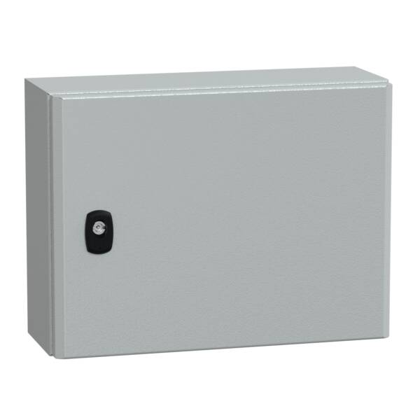 "Wall mounted steel enclosure, PanelSeT S3D, plain door, with mounting plate, 300x400x150mm, IP66, IK10" - Schneider Electric - NSYS3D3415P