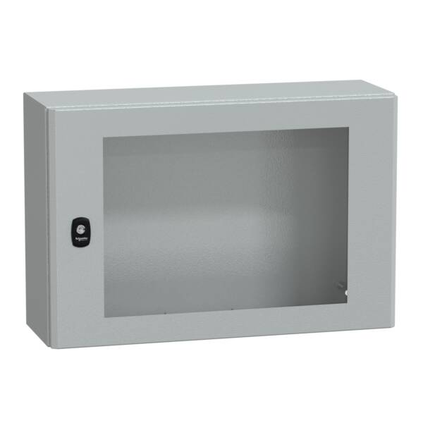 "Wall mounted steel enclosure, PanelSeT S3D, transparent door, without mounting plate, 400x600x200mm, IP66, IK08" - Schneider Electric - NSYS3D4620T