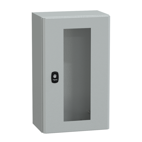 "Wall mounted steel enclosure, PanelSeT S3D, transparent door, without mounting plate, 500x300x200mm, IP66, IK08" - Schneider Electric - NSYS3D5320T