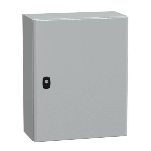 "Wall mounted steel enclosure, PanelSeT S3D, plain door, without mounting plate, 500x400x200mm, IP66, IK10" - Schneider Electric - NSYS3D5420