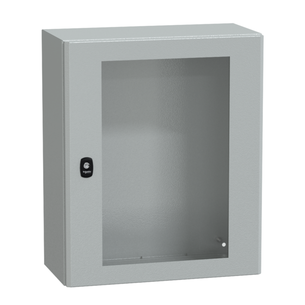 "Wall mounted steel enclosure, PanelSeT S3D, transparent door, without mounting plate, 600x500x250mm, IP66, IK08" - Schneider Electric - NSYS3D6525T